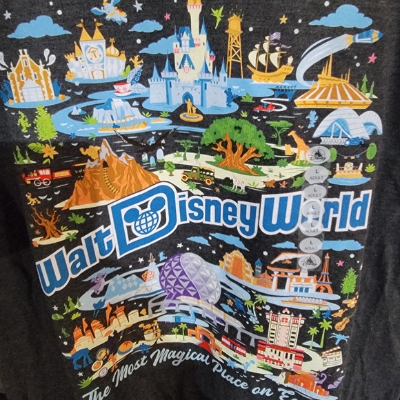 Disney Adult Charcoal T-Shirt with Colorful Park Design - Picture 3 of 5